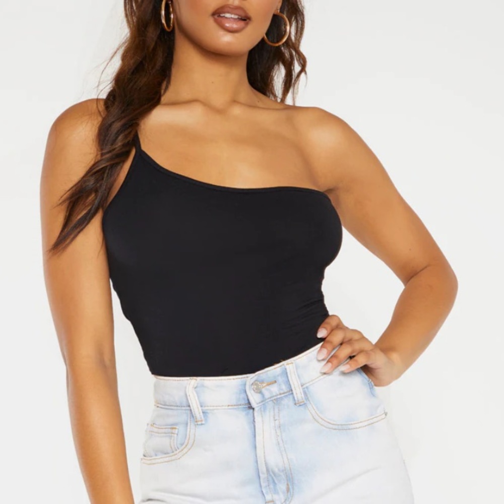 Black off a shoulder bodysuit